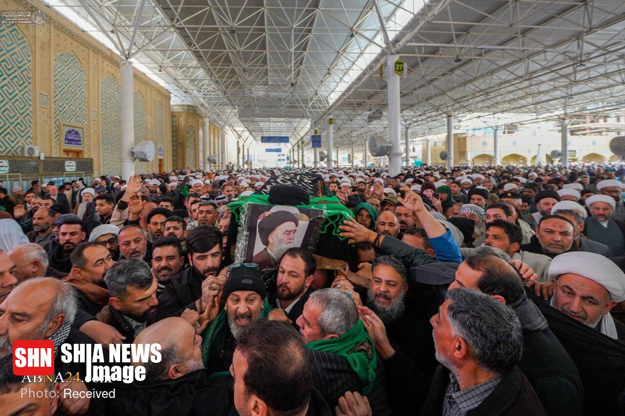 تشییع پیکر برادر آیت‌الله سیستانی در حرم امام علی(ع)
