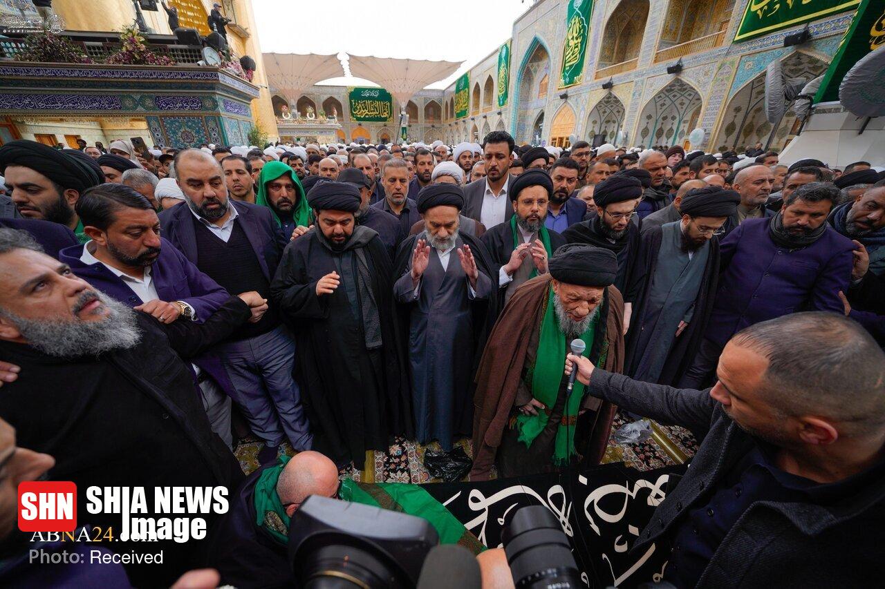 تشییع پیکر برادر آیت‌الله سیستانی در حرم امام علی(ع)