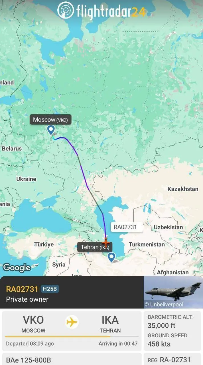 فرود هواپیمای مرموز روسی در تهران