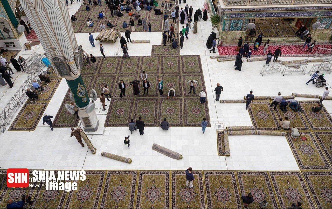 حرم امیرالمؤمنین (ع) با فرش‌های جدید فاخر مزین شد