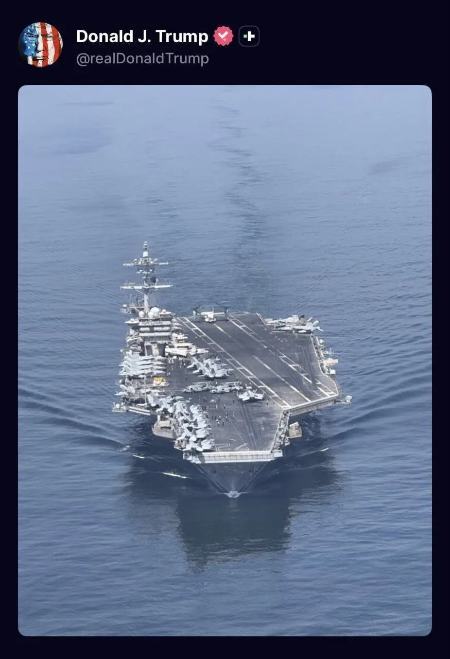 تهدید دوباره ترامپ با انتشار عکسی از ناو هواپیمابر آمریکا تهدید دوباره ترامپ با انتشار عکسی از ناو هواپیمابر آمریکا
