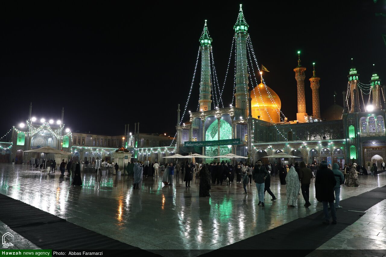 هوای برفی قم در شب میلاد حضرت عباس (ع)