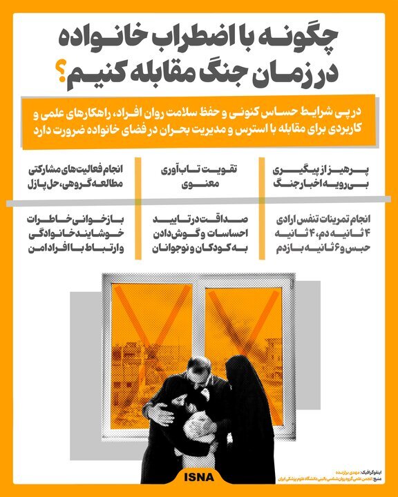 اینفوگرافیک/ مقابله با اضطراب خانواده در زمان جنگ اینفوگرافیک/ مقابله با اضطراب خانواده در زمان جنگ