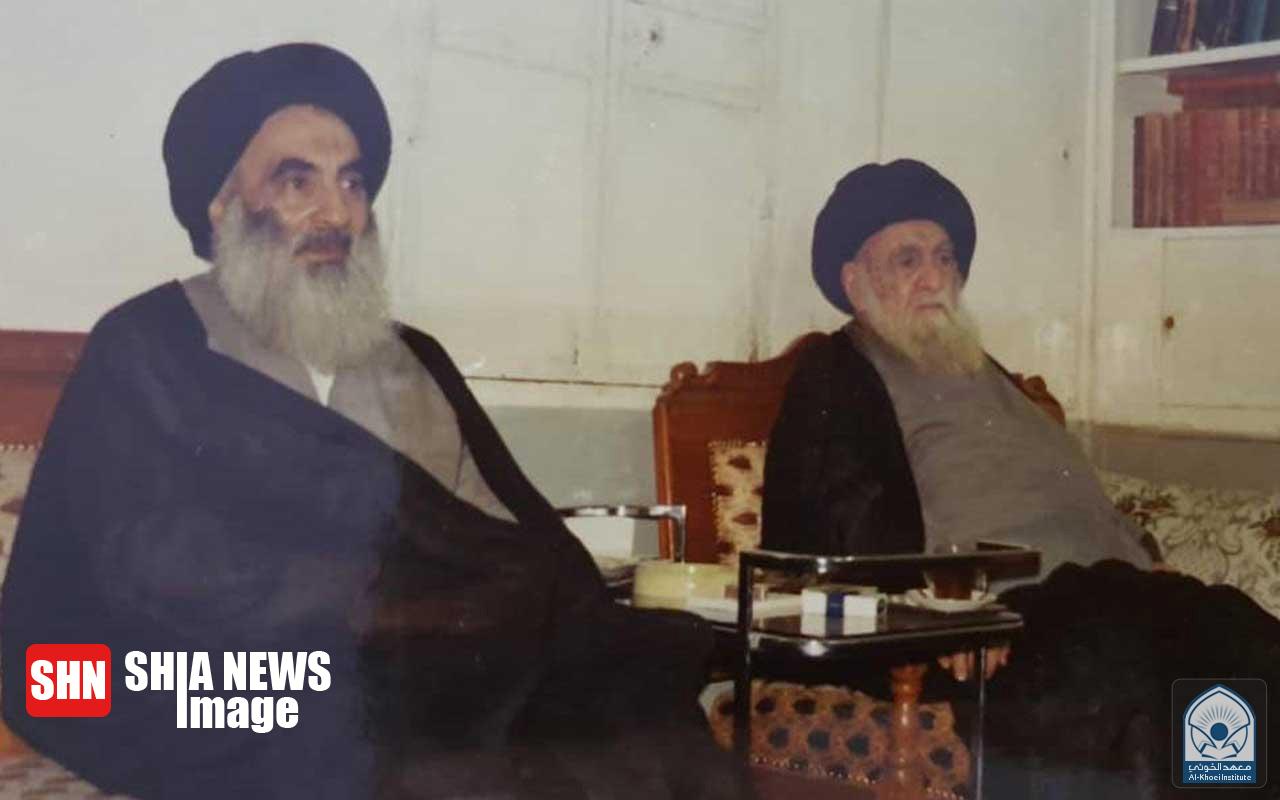 تصاویر آیت الله سیستانی و مرحوم آیت الله خویی