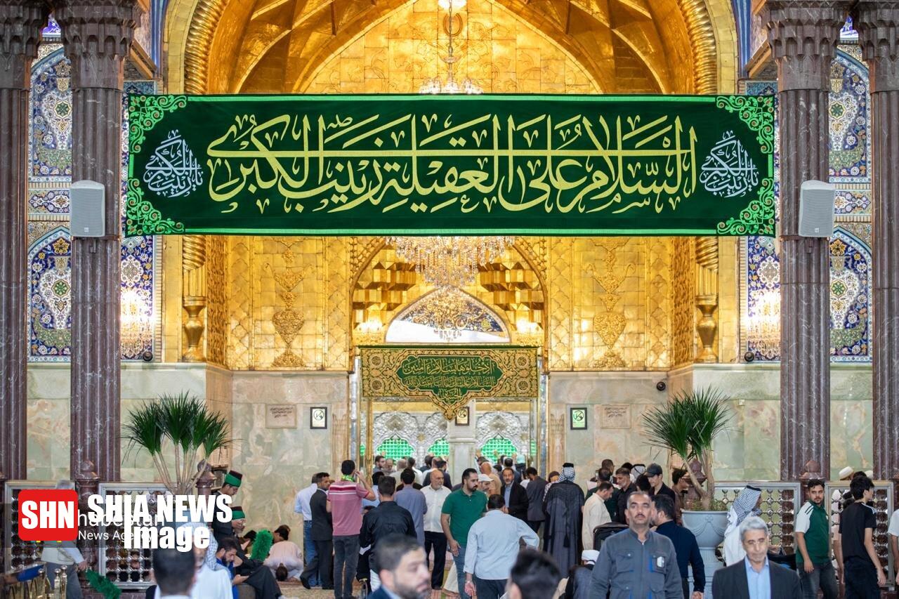 گل آرایی حرم  امام حسین(ع) به مناسبت میلاد حضرت زینب(س)