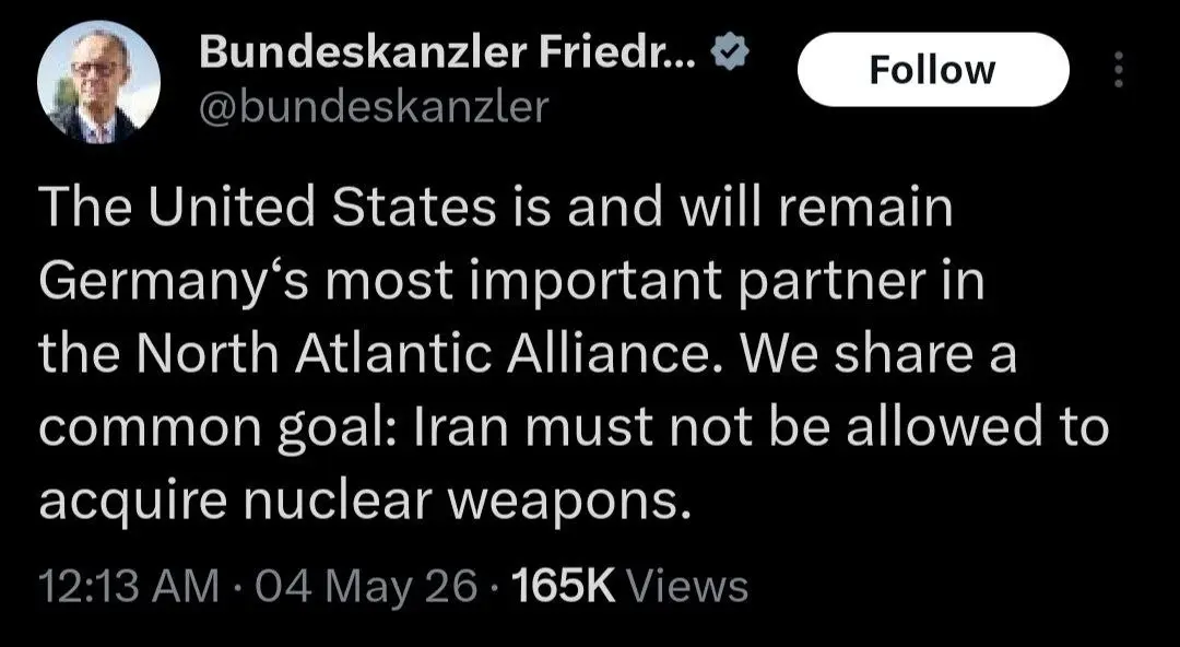 توئیت جدید صدراعظم آلمان علیه ایران توئیت جدید صدراعظم آلمان علیه ایران