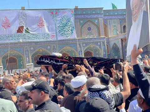 تصاویر | مراسم تشییع پیکر آیت الله فیاض در کاظمین