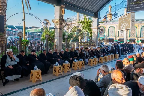 مراسم بزرگداشت آیت الله فیاض در بین الحرمین کربلا + تصاویر