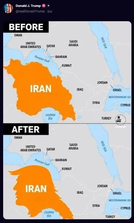 پست عجیب دونالد ترامپ درباره نقشه ایران؛ شوخی یا تهدید؟ پست عجیب دونالد ترامپ درباره نقشه ایران؛ شوخی یا تهدید؟
